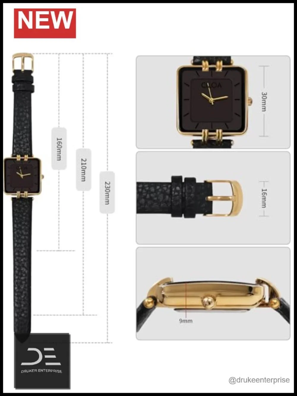 Women's Leather Strap Square Watch Classic Casual Fashion